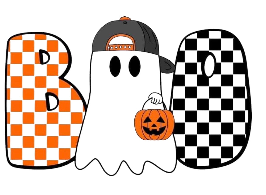 Halloween Bag Design - BOO Checkered Boy Ghost