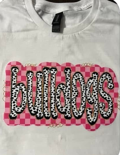 *SALE ITEM Bulldogs Polkadot on Pink Checkered Background