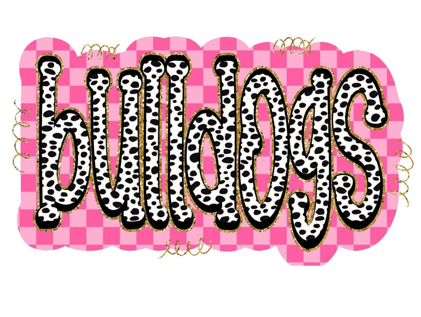 *SALE ITEM Bulldogs Polkadot on Pink Checkered Background