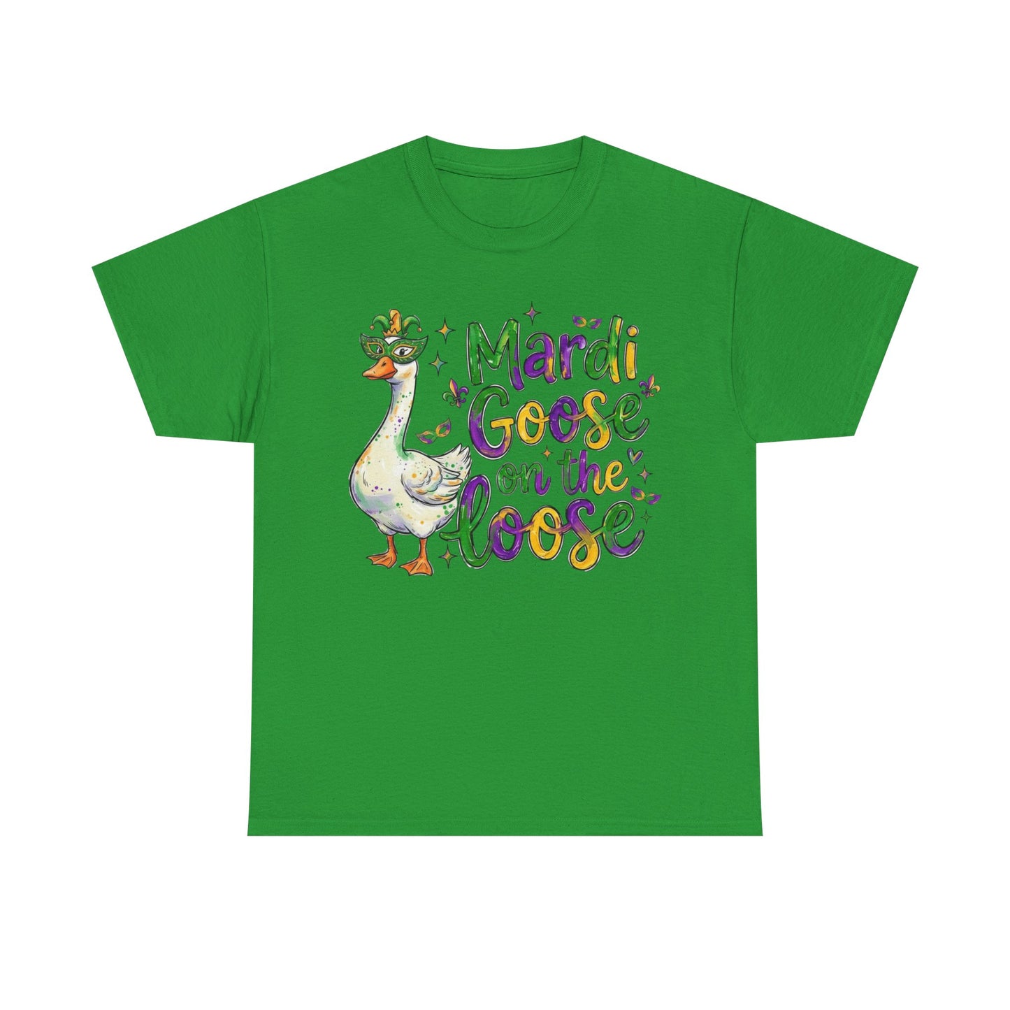 Mardi Gras Goose on the Loose Design on a Gildan T-Shirt