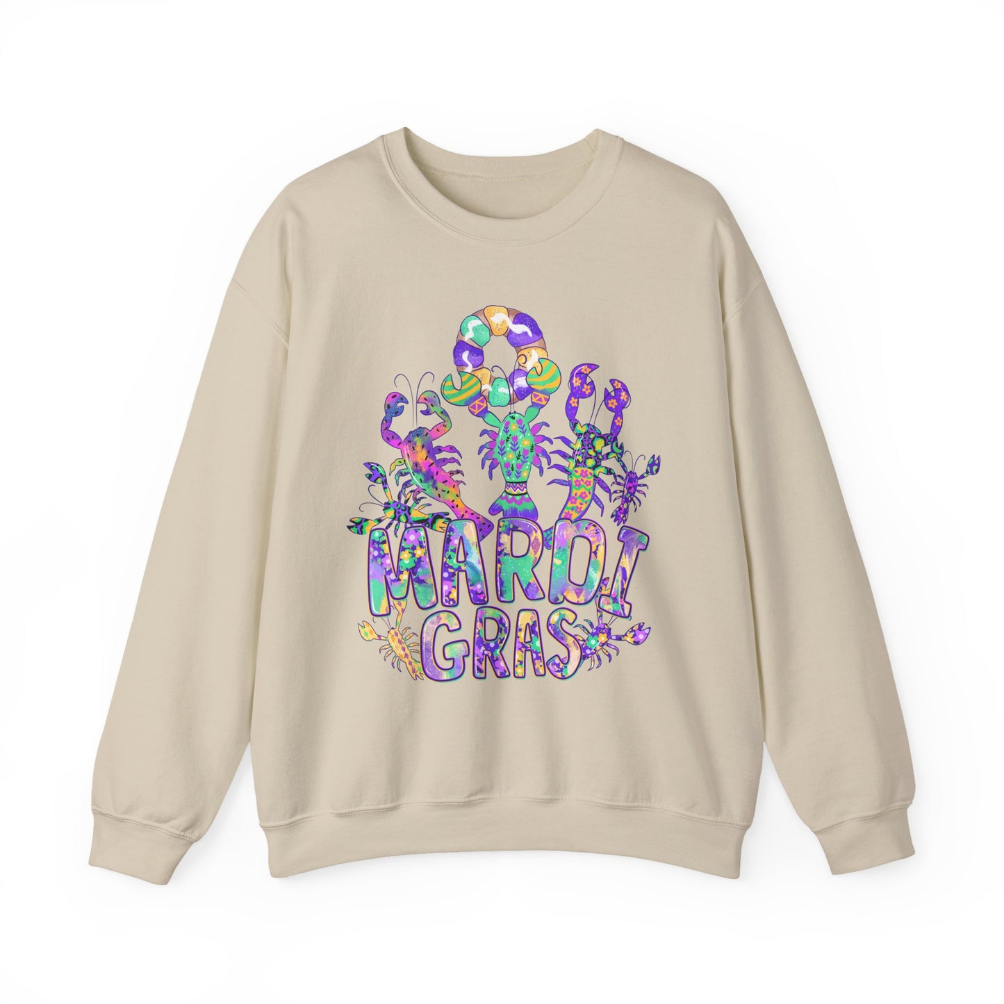 Mardi Gras Watercolor Crawfish on a Gildan Sweatshirt