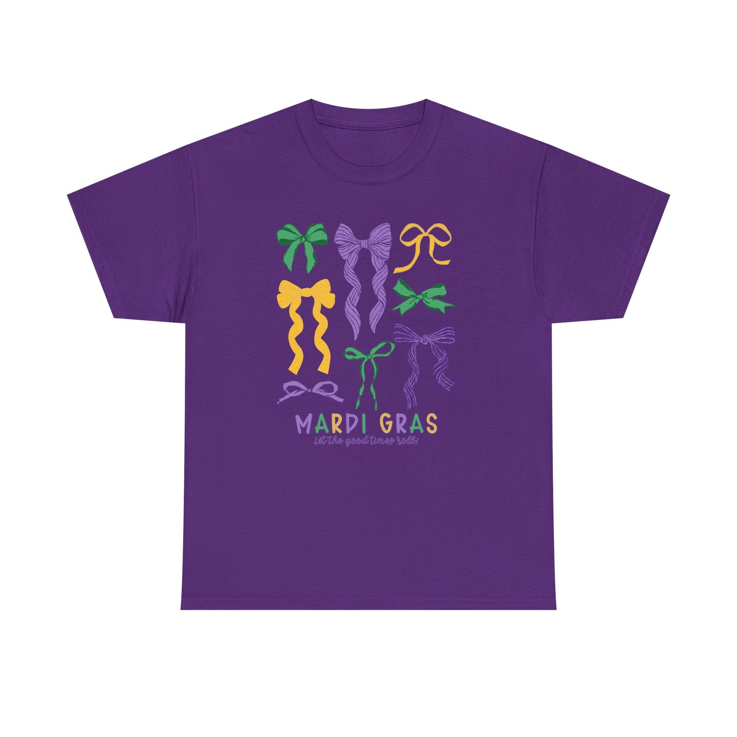 Mardi Gras Croquette Bow on a Gildan T-Shirt