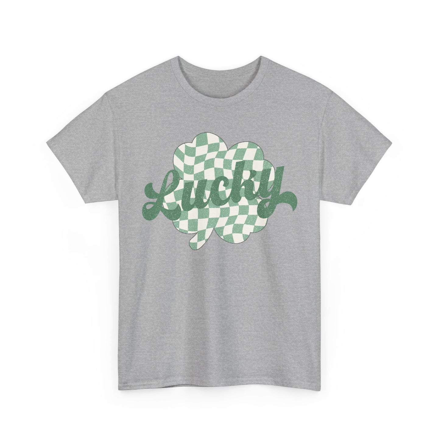 Lucky Checkered Clover on a Gildan Shirt