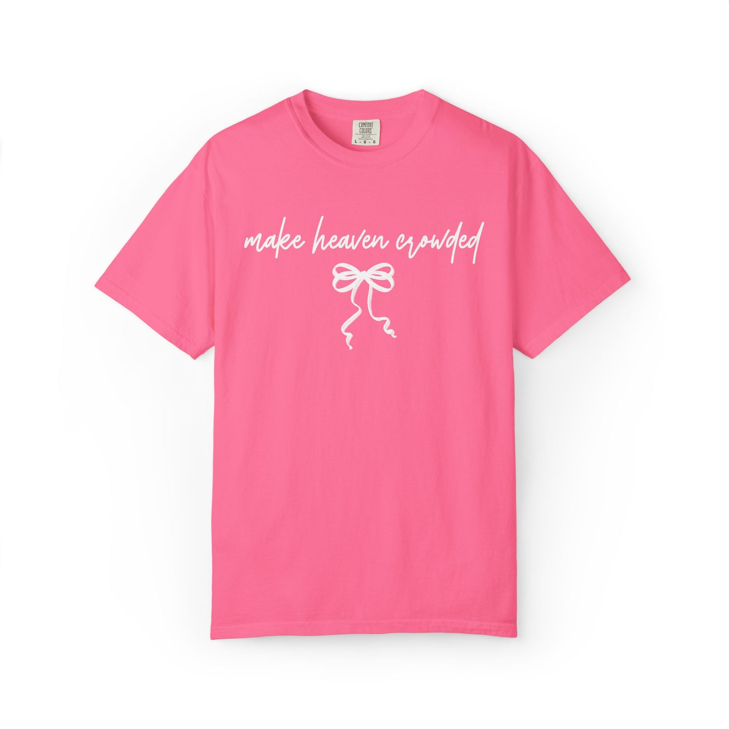Make Heaven Expedited T-Shirt — Vintage Brown Script Bow Tee on Comfort Color Brand