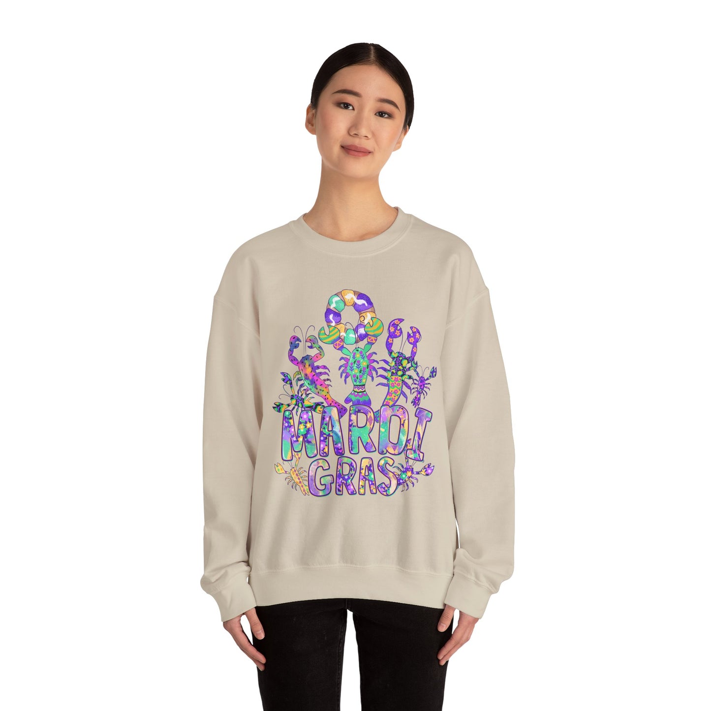 Mardi Gras Watercolor Crawfish on a Gildan Sweatshirt