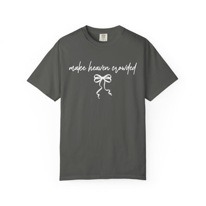 Make Heaven Expedited T-Shirt — Vintage Brown Script Bow Tee on Comfort Color Brand