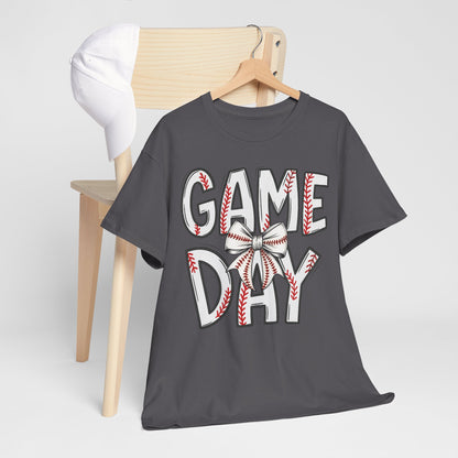 Game Day Baseball Letters Coquette Bow Graphic Shirt
