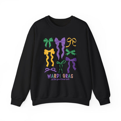Mardi Gras Croquette Bow on a Gildan Sweatshirt