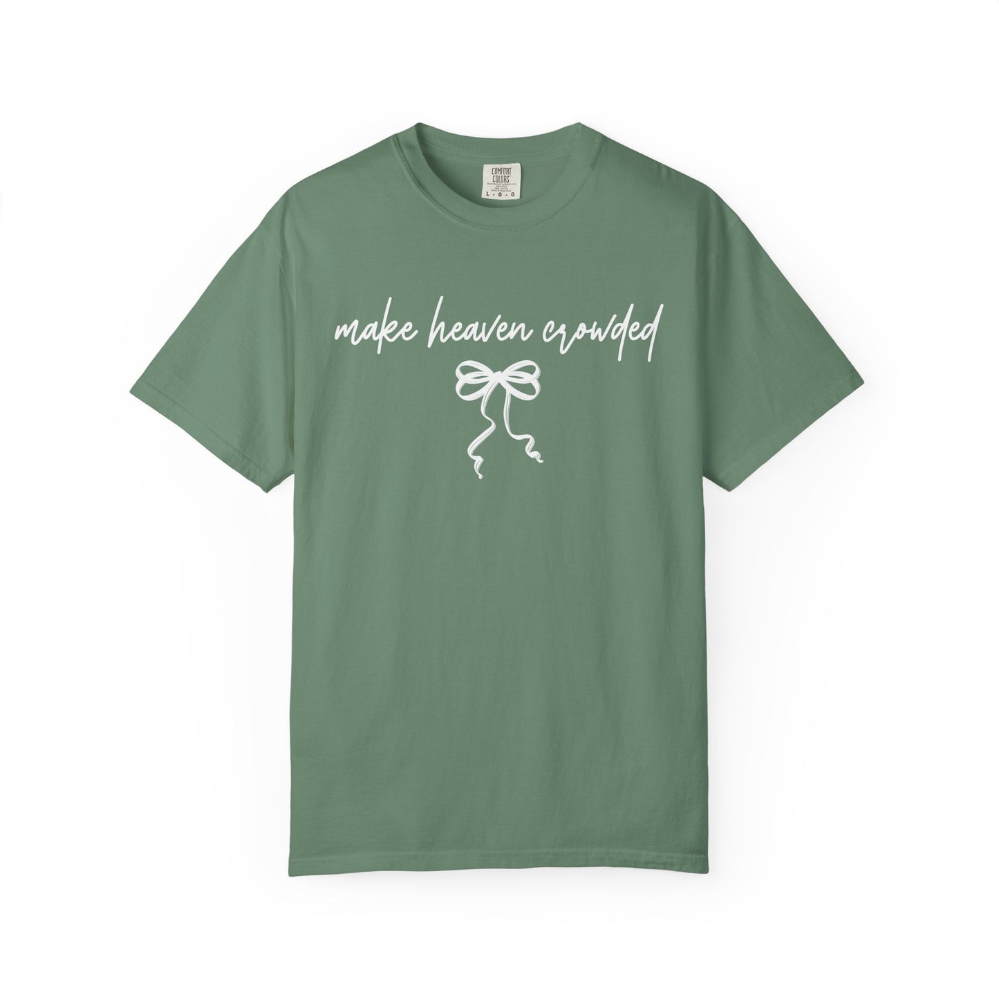 Make Heaven Expedited T-Shirt — Vintage Brown Script Bow Tee on Comfort Color Brand
