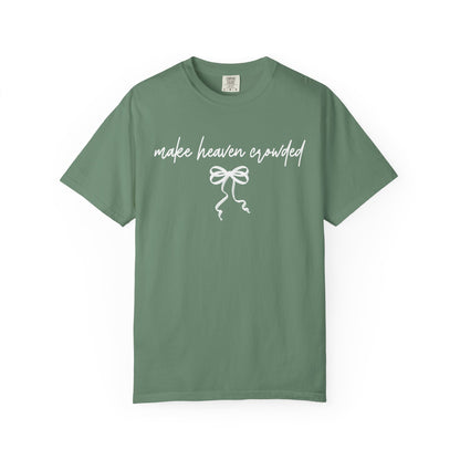 Make Heaven Expedited T-Shirt — Vintage Brown Script Bow Tee on Comfort Color Brand