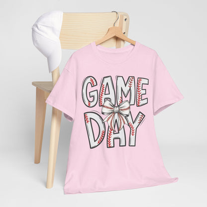 Game Day Baseball Letters Coquette Bow Graphic Shirt