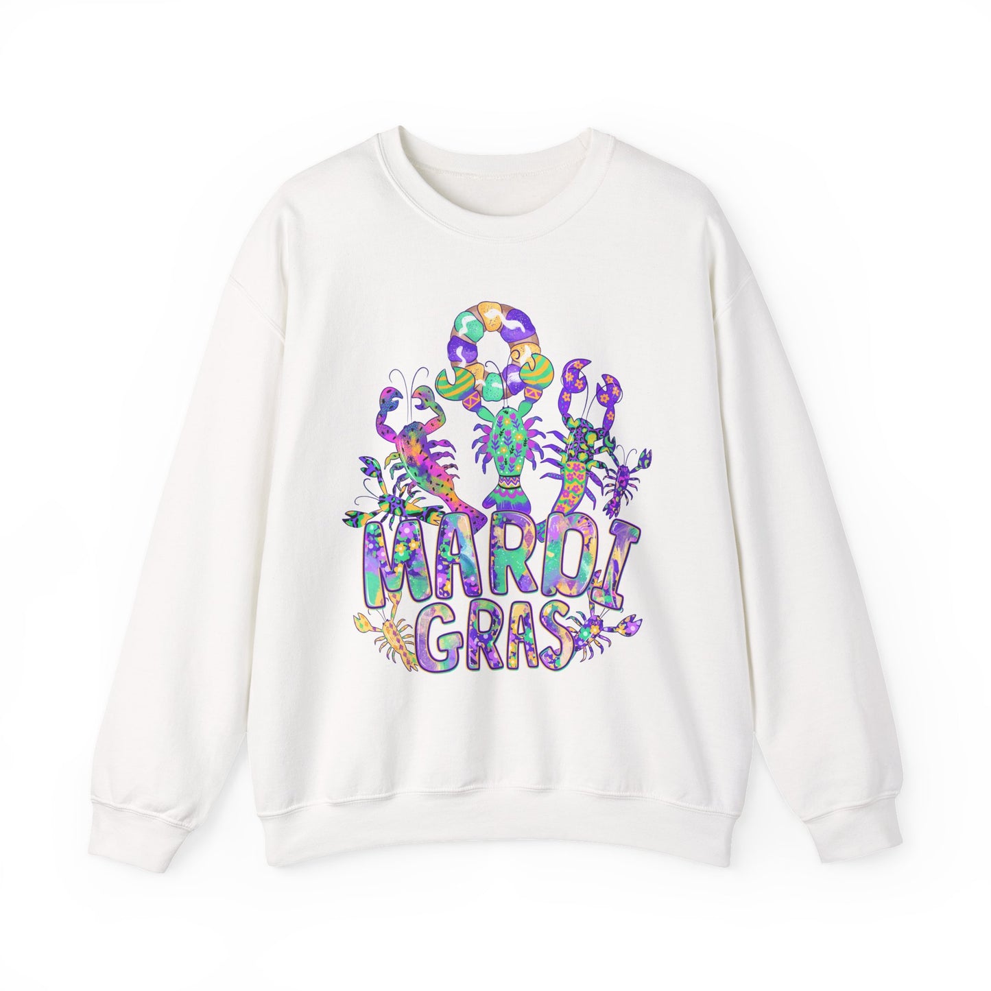 Mardi Gras Watercolor Crawfish on a Gildan Sweatshirt