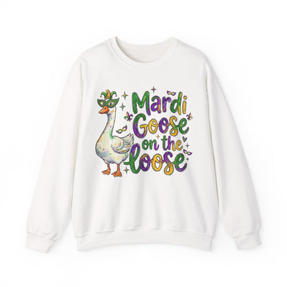Mardi Gras Goose on the Loose Design on a Gildan Sweatshirt