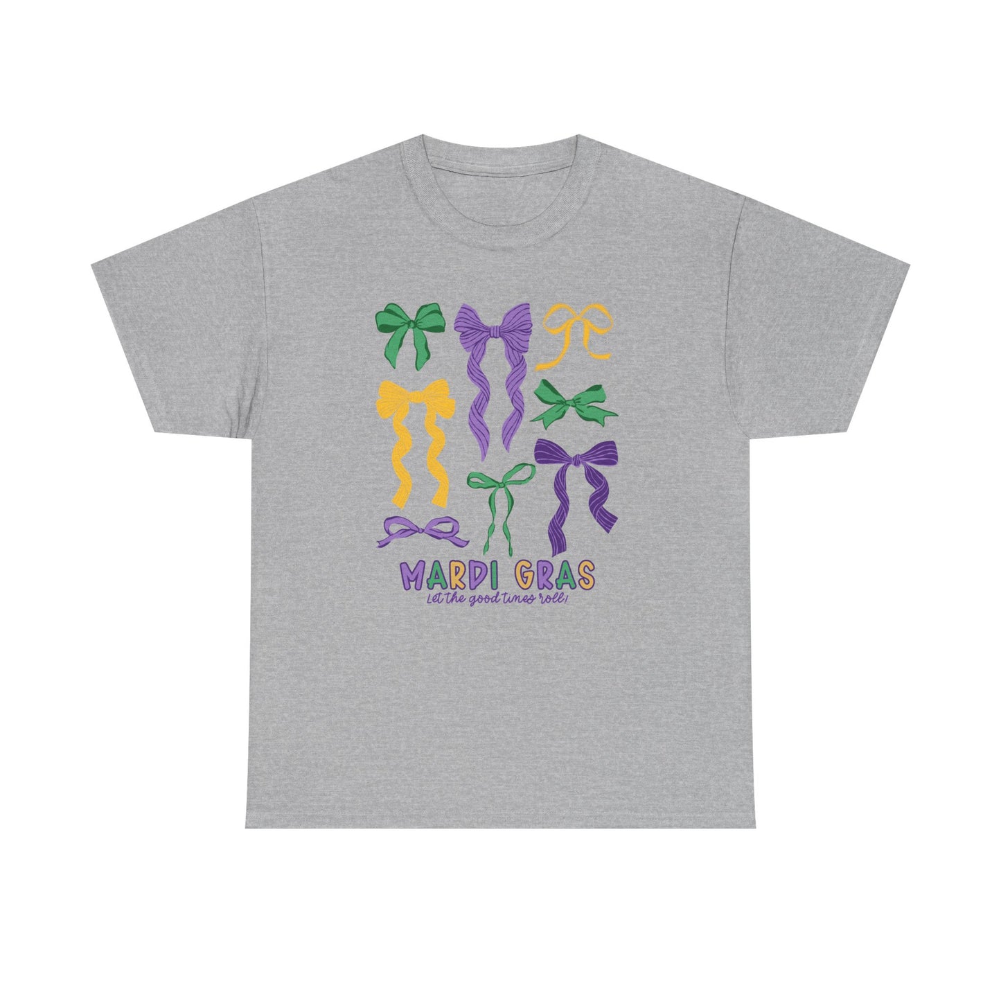 Mardi Gras Croquette Bow on a Gildan T-Shirt