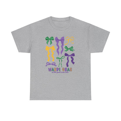Mardi Gras Croquette Bow on a Gildan T-Shirt