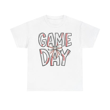Game Day Baseball Letters Coquette Bow Graphic Shirt