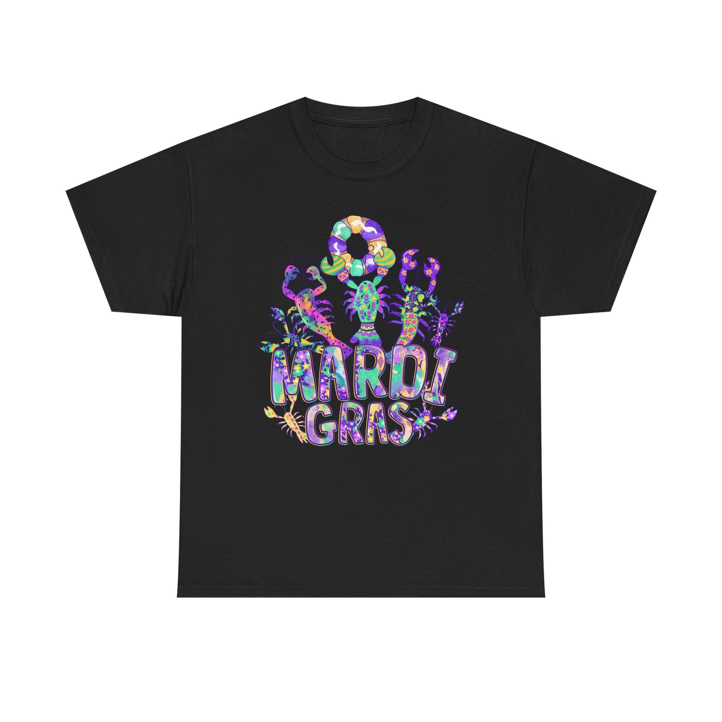 Mardi Gras Watercolor Crawfish on a Gildan T-Shirt