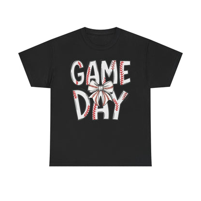 Game Day Baseball Letters Coquette Bow Graphic Shirt