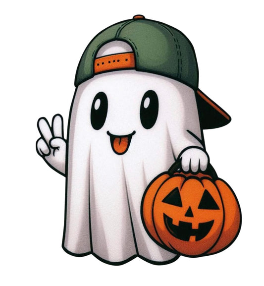 Halloween Bag Design -  Boy Ghost Holding Pumpkin Bucket