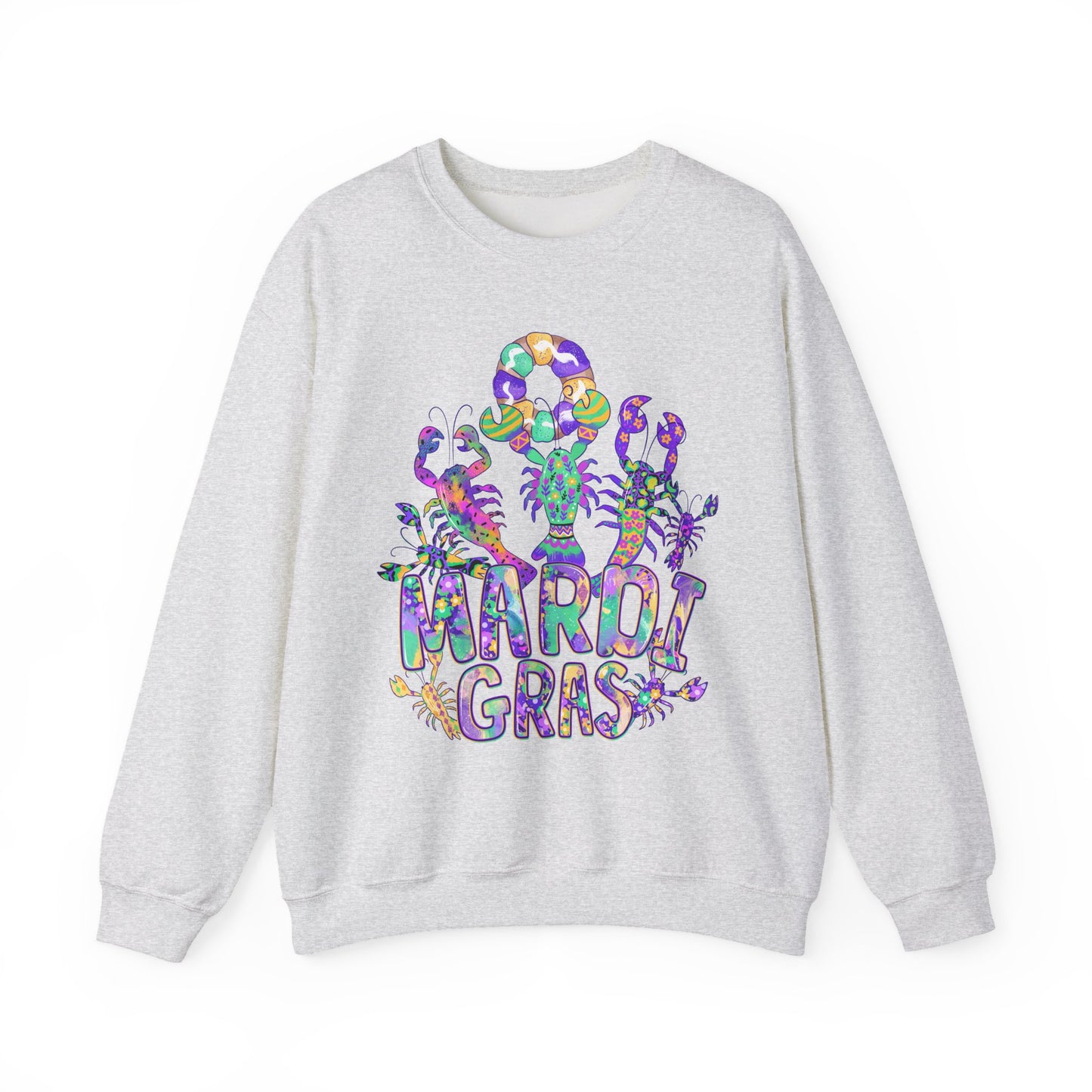 Mardi Gras Watercolor Crawfish on a Gildan Sweatshirt