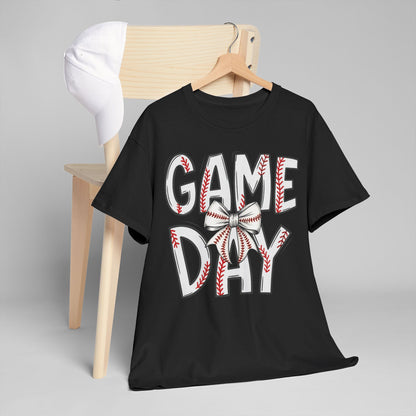 Game Day Baseball Letters Coquette Bow Graphic Shirt