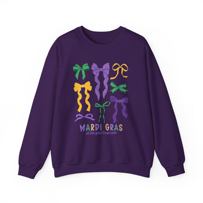 Mardi Gras Croquette Bow on a Gildan Sweatshirt