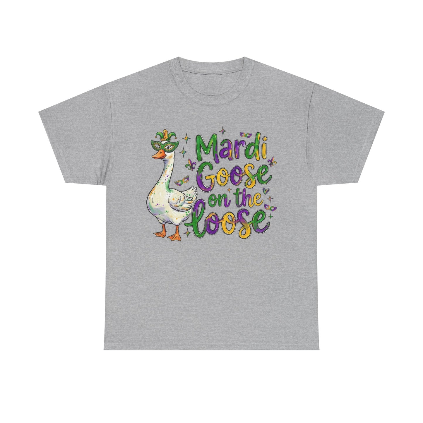 Mardi Gras Goose on the Loose Design on a Gildan T-Shirt