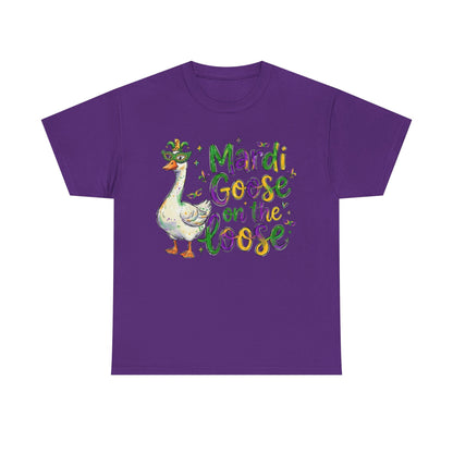Mardi Gras Goose on the Loose Design on a Gildan T-Shirt