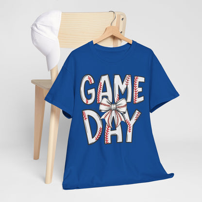 Game Day Baseball Letters Coquette Bow Graphic Shirt