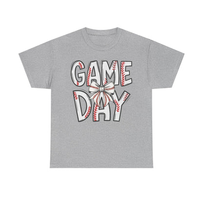Game Day Baseball Letters Coquette Bow Graphic Shirt