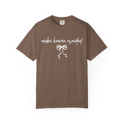 Make Heaven Expedited T-Shirt — Vintage Brown Script Bow Tee on Comfort Color Brand