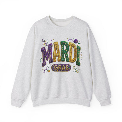 Mardi Gras Faux Yarn Design on a Gildan Sweatshirt