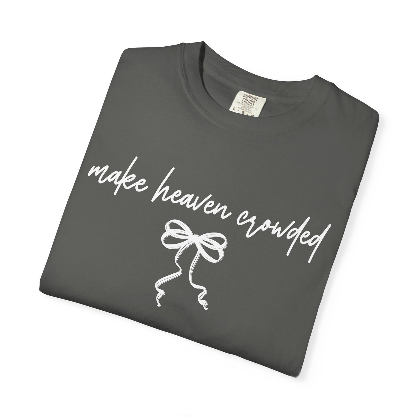 Make Heaven Expedited T-Shirt — Vintage Brown Script Bow Tee on Comfort Color Brand