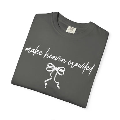 Make Heaven Expedited T-Shirt — Vintage Brown Script Bow Tee on Comfort Color Brand