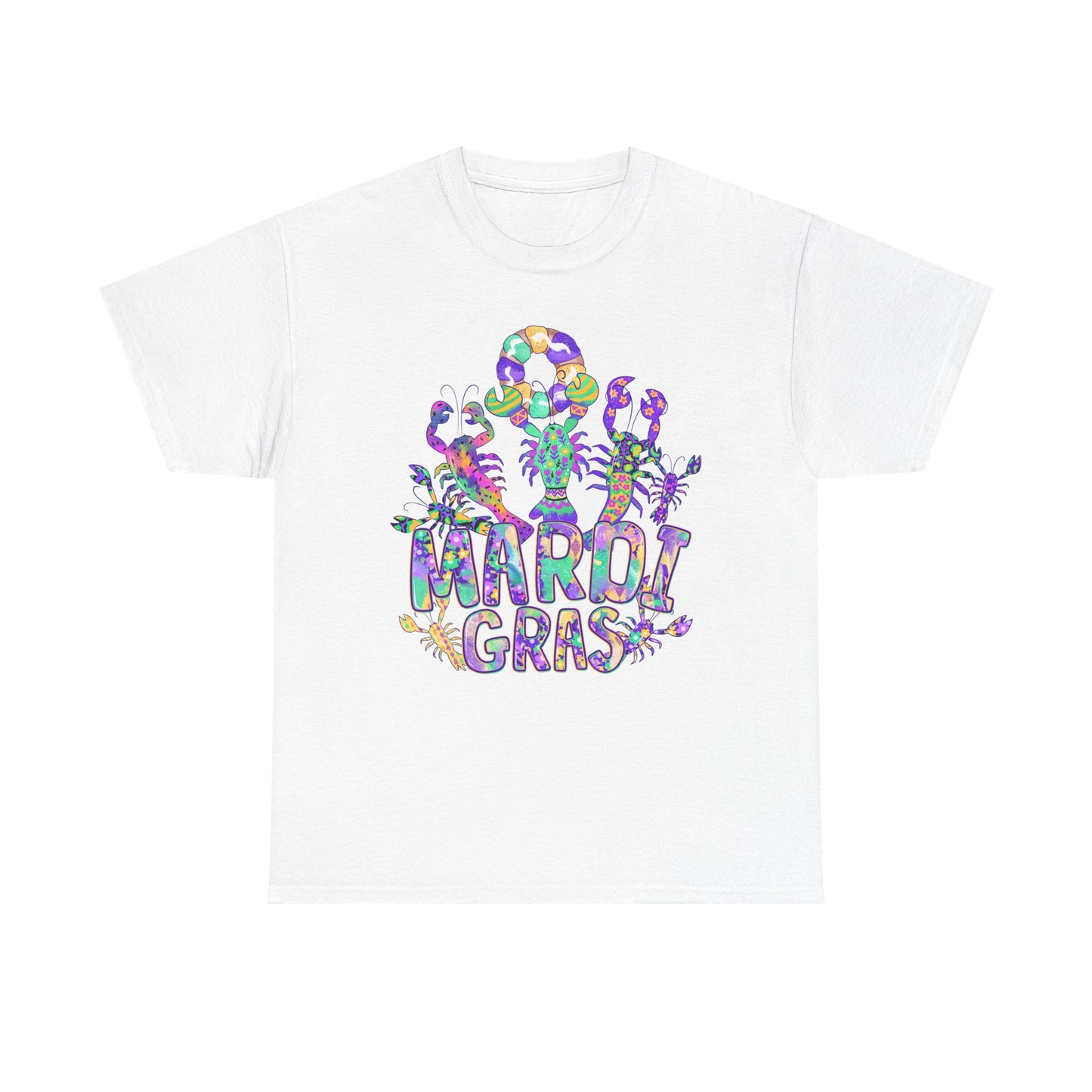 Mardi Gras Watercolor Crawfish on a Gildan T-Shirt