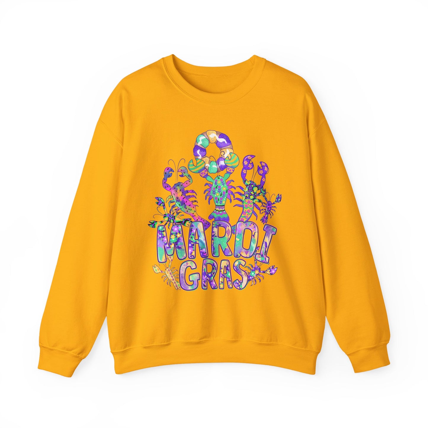 Mardi Gras Watercolor Crawfish on a Gildan Sweatshirt
