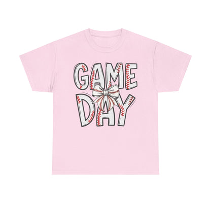 Game Day Baseball Letters Coquette Bow Graphic Shirt