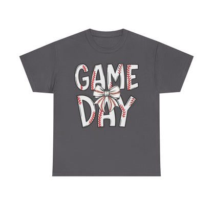 Game Day Baseball Letters Coquette Bow Graphic Shirt
