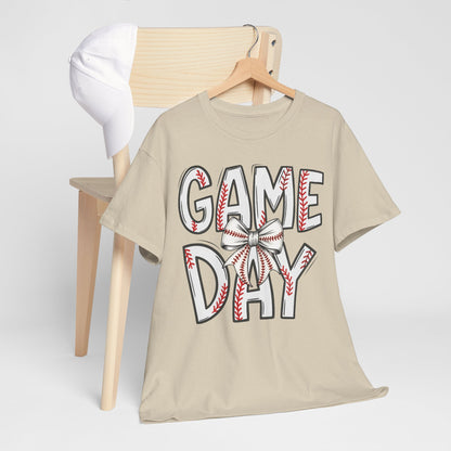 Game Day Baseball Letters Coquette Bow Graphic Shirt