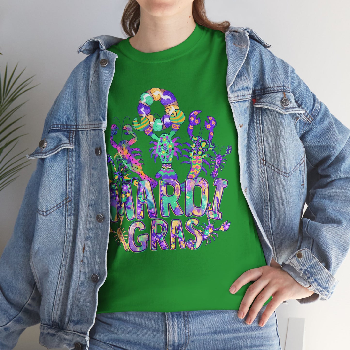 Mardi Gras Watercolor Crawfish on a Gildan T-Shirt