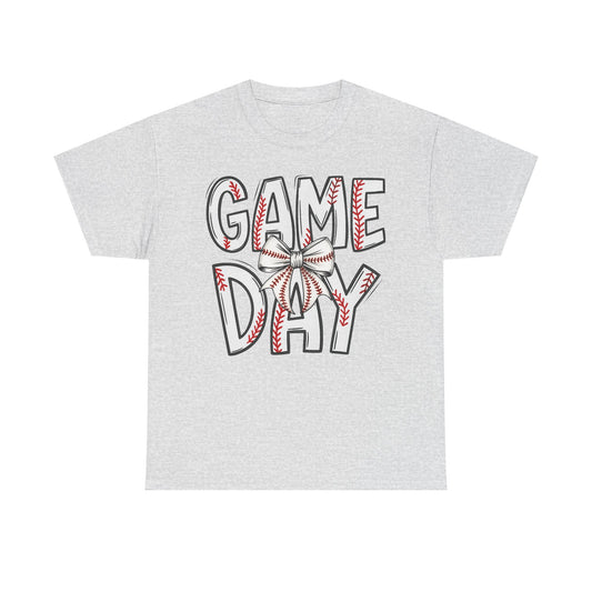 Game Day Baseball Letters Coquette Bow Graphic Shirt