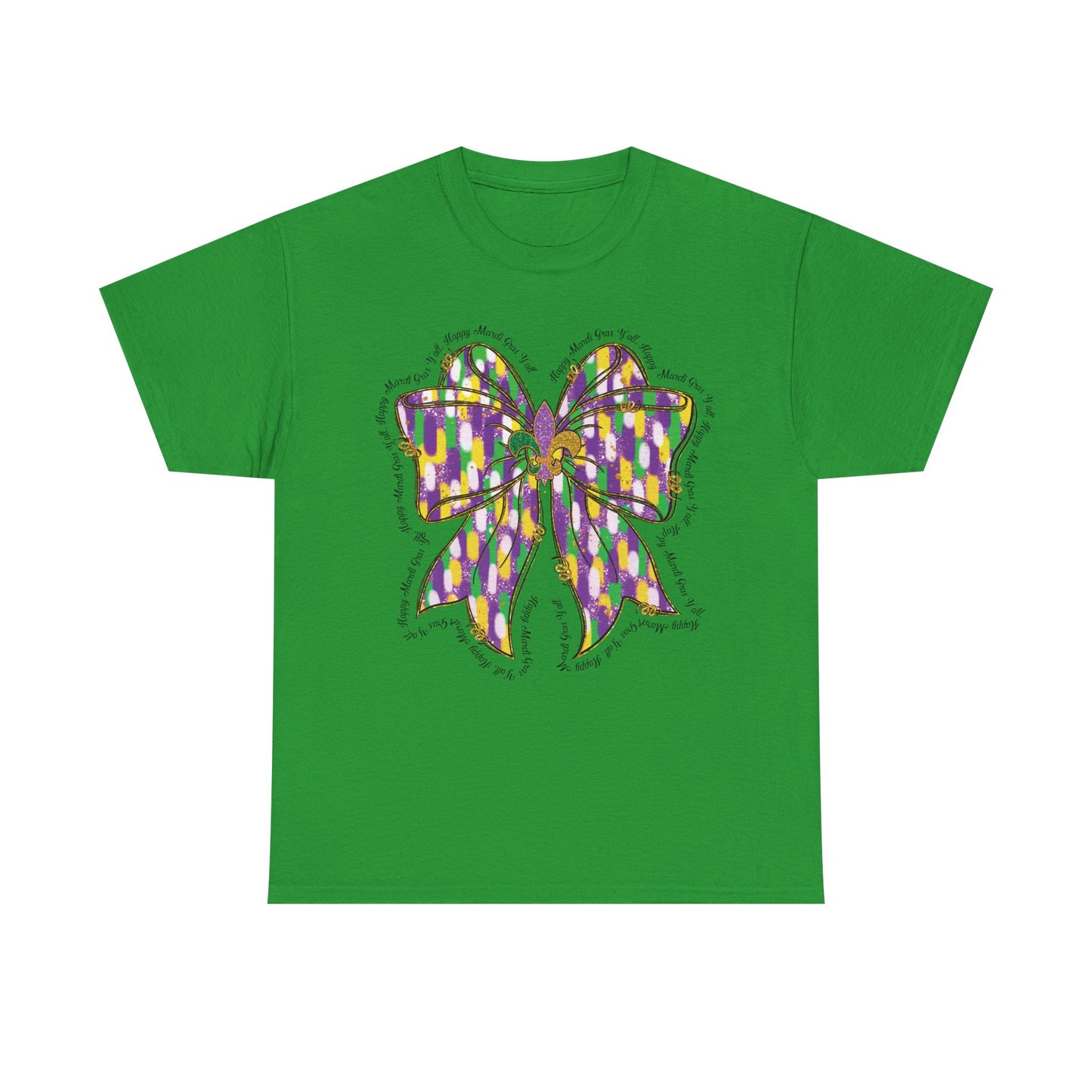 Mardi Gras Croquette Bow on a Gildan T-Shirt