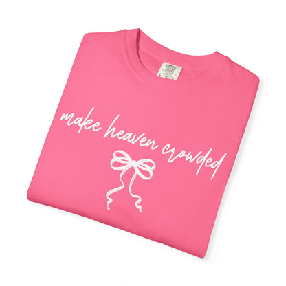 Make Heaven Expedited T-Shirt — Vintage Brown Script Bow Tee on Comfort Color Brand