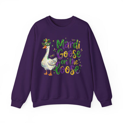Mardi Gras Goose on the Loose Design on a Gildan Sweatshirt