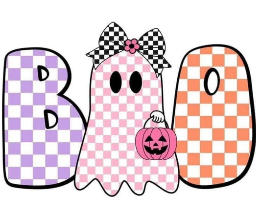 Halloween Bag Design - BOO Checkered Girl Ghost