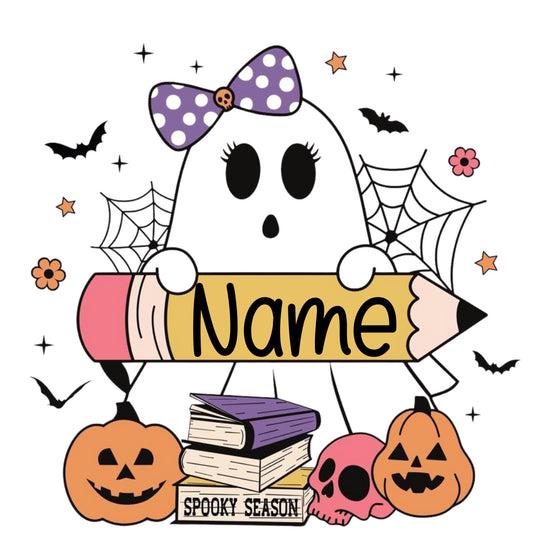 Halloween Bag Design - Ghost with Bow and Pencil