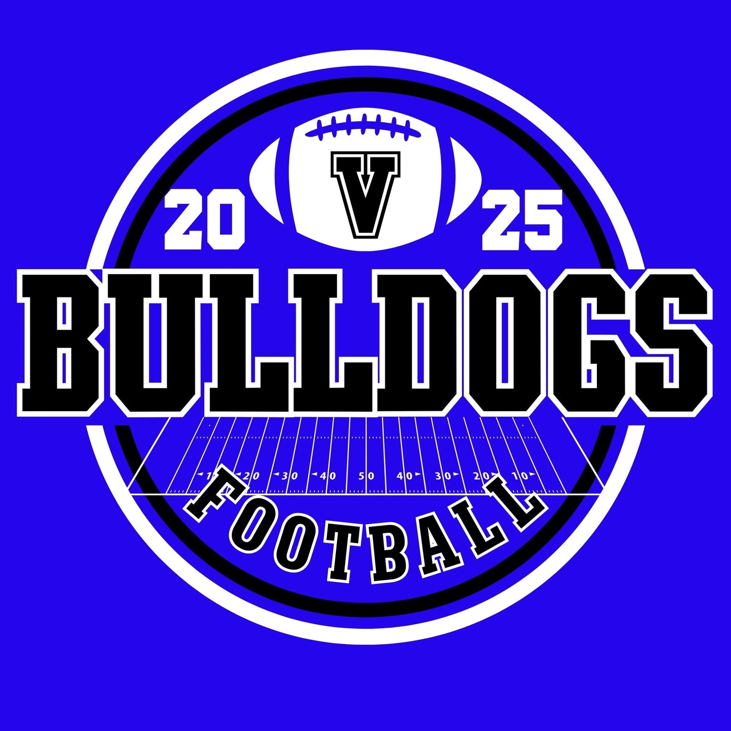 Vancleave Bulldogs Circle Football Shirt - Gildan or A4 Brand T-Shirt (Adult)