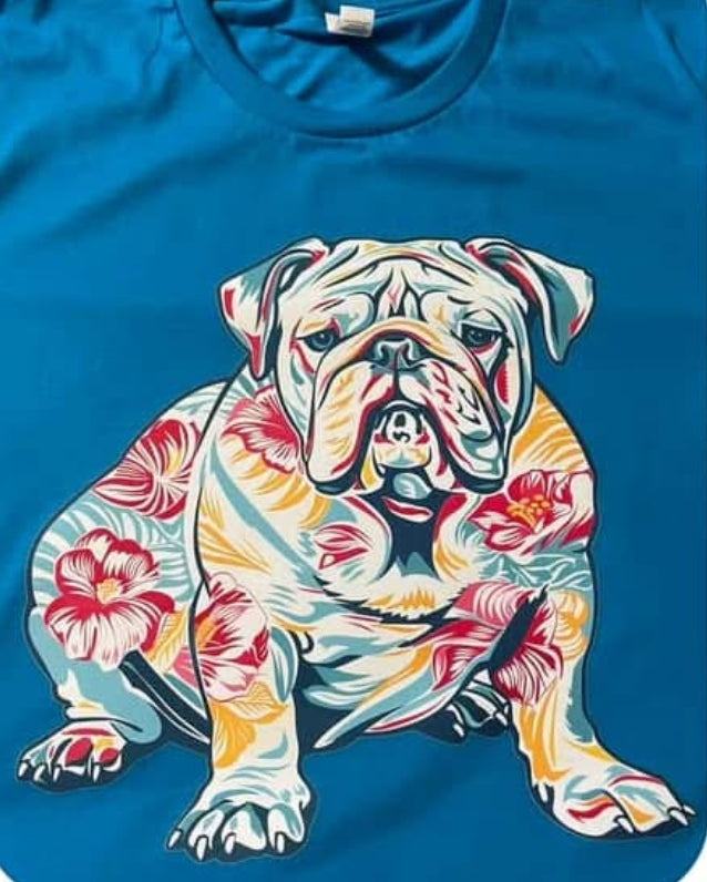 *SALE ITEM Floral Bulldog Sitting