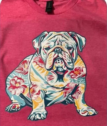*SALE ITEM Floral Bulldog Sitting