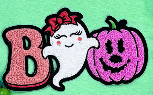 Youth Girly BOO Ghost Pumpkin Chenille Patch
